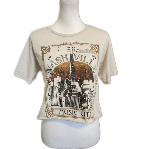Altar'd State Oversized Cropped 100% Cotton NASHVILLE Tee T-shirt, XS - Picture 2 of 7
